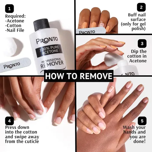 Removedor Acetona Pronto 236 Ml Para Uñas Gel Y Acrílico