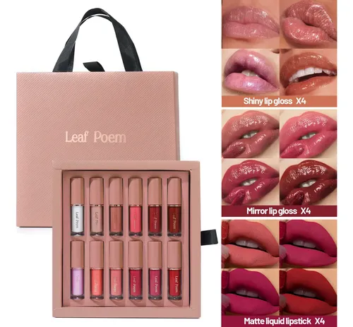D2260630-4-5 Set De 12 Labiales Con Brillo Perlado, A
