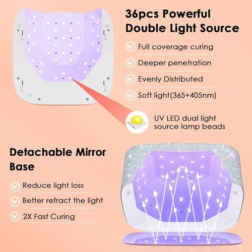 Lámpara Uv Led Recargable 80w Para Uñas Gel Profesional