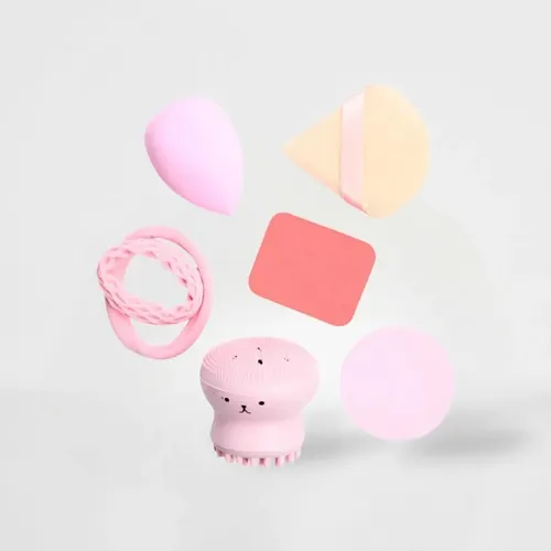Set Esponjas Para Maquillaje X4 Colitas Y Exfoliante