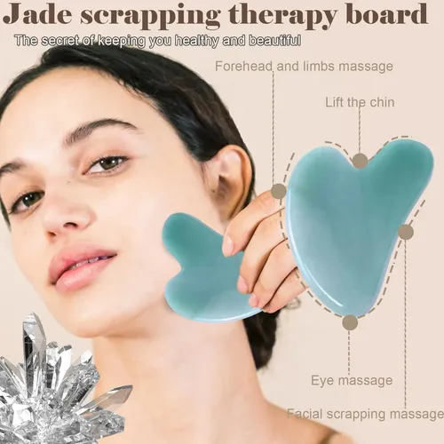 Rodillo Facial Y Gua Sha Werncy Jade Verde Oscuro
