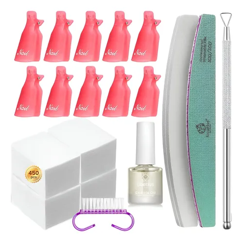 Kit Removedor De Esmalte En Gel Beetles 450 Toallitas 10