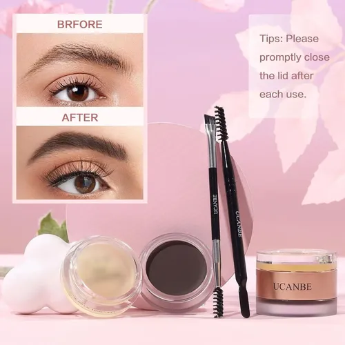 Kit De Cejas 2 En 1 Ucanbe Gel Y Cera Marrón Impermeable