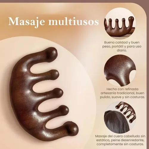 A 1x#x 2 Peines Masajeadores De Cabeza De Sándalo Gua Sha C.
