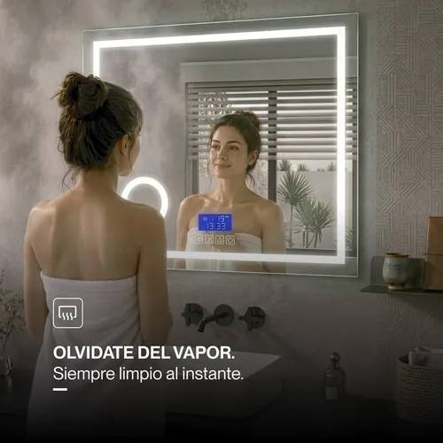 Espejo Bluetooth Luzled Desempañador Baño Rectangular 60×100