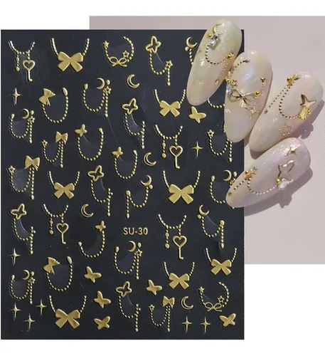 Pegatinas Doradas For Decoración De Uñas, Calcomanías, A