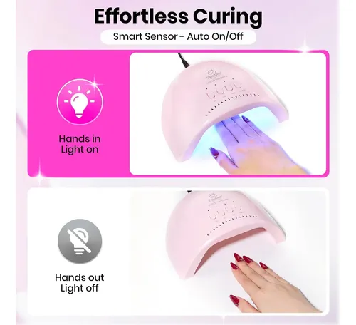 Lámpara Uv Led Rosa Con 3 Tiempos Para Uñas Gel