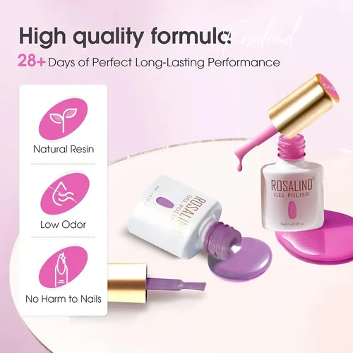 Conjunto De Gel Uv Rosalind 30 Piezas Con Base Y Top Coat
