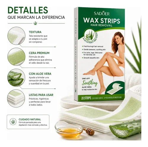 Bandas Depilatorias Corporales Aloe Vera X20 Depilación Fast