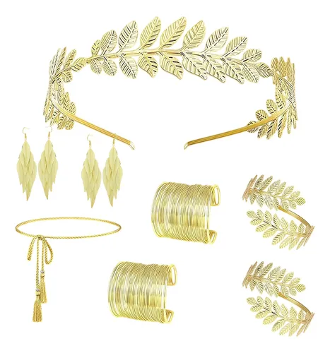 Set Accesorios Diosa Griega 8 Piezas Dorado Mujer