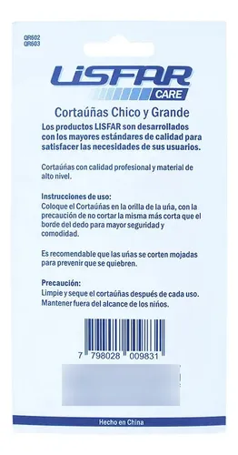 Set Cortauñas Chico Y Grane Lisfar Acero Inoxidable Curvo
