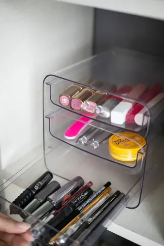 Organizador Maquillaje Cosmeticos Belleza 3 Cajones Plastico Color Transparente
