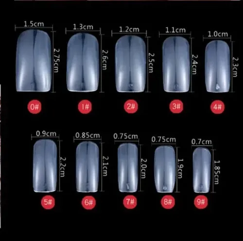 X500 Tips Cuadrados Sistema Gel Press On Ultra Fino Flexible