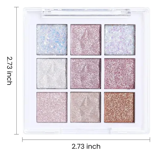 Cakaila Paleta Sombras 9 Colores Glitter Rosa Blanco