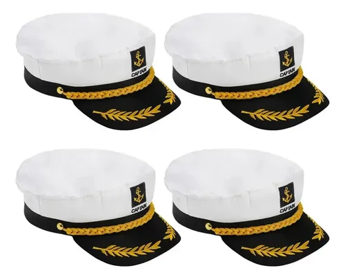 Pack De 4 Sombreros Blancos Para Disfraz De Capitán
