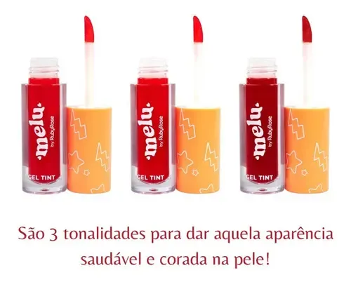 Gel de tinte labial Melu Ruby Rose de larga duración, excelente pigmentación, color coral limpio