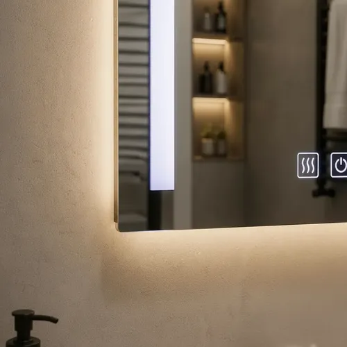Espejo Vertical Luz Led 50x70cm Desempañador Touch Baño Rect
