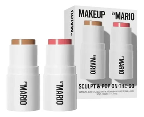 Rubor y Contorno By Mario Mini Sculpt & Pop On-The-Go en Barra Light Medium y Sweet Pink