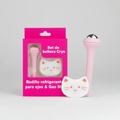 Set De Belleza Cryo Rodillo Refrigerante Y Piedra Gua Sha