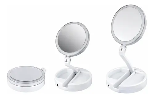 Espejo Con Luz Led Maquillaje Aumento Plegable Usb/pila