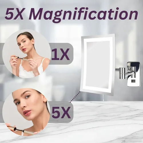 Espejo De Maquillaje Rectangular De Pared Jerdon Con Aumento
