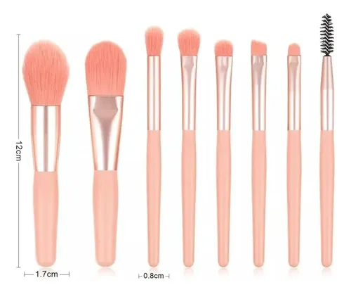 Set X 8 Brochas Y Pinceles Para Maquillaje Color Gris