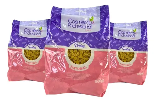 Kit X3 Ceras En Perlas Natural Cosmética Profesional 800g
