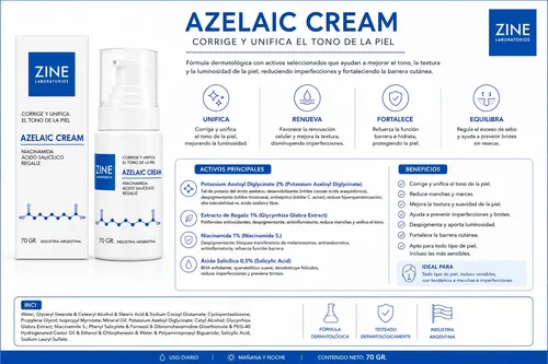 Kit Skincare Zine Azelaic Completo Gel Sérum Crema Máscara