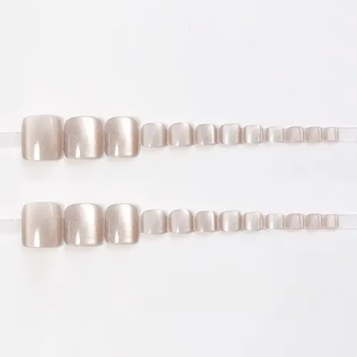 Uñas Press On Para Pies Kit Completo Reutilizable Veluna – Nude Pálido