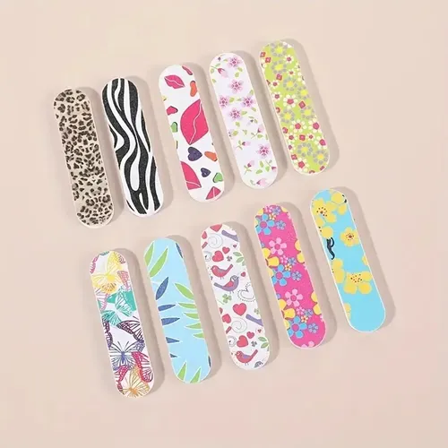 3 Limas Mini Estampadas Para Manicuria Uñas Esculpidas