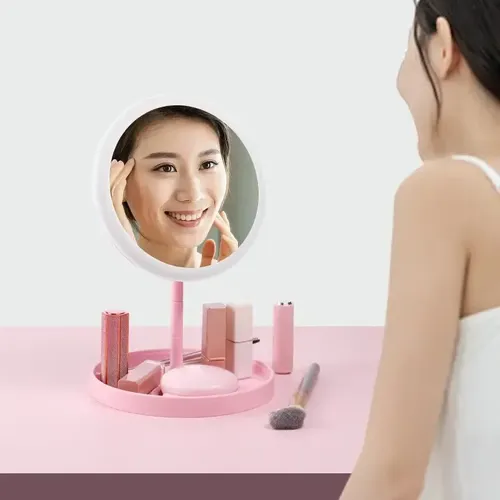 Espejo Con Luz Led C/organizador Para Maquillaje Recargable