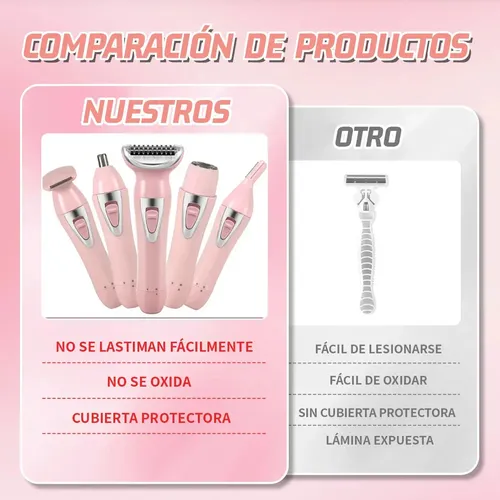 Depiladora Eléctrica 5 En 1 Mujer Facial Corporal