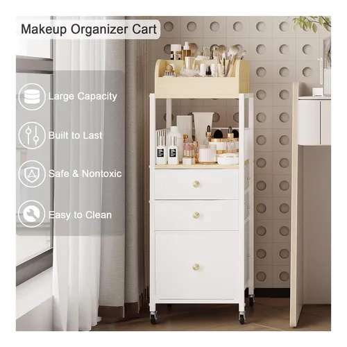 Carro Organizador De Maquillaje Con 4 Cajones Y Ruedas