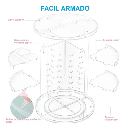 Organizador Acrílico Giratorio De 360 Grados Para Maquillaje