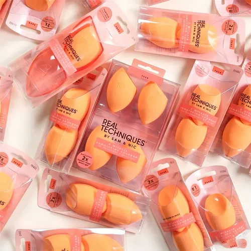 Set De 2 Esponjas Para Mezclar Maquillaje Y Belleza Naranja Mini