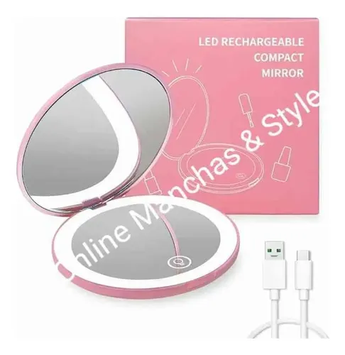 Espejo Luz Led Usb Portátil Bolsillo Cartera Maquillaje