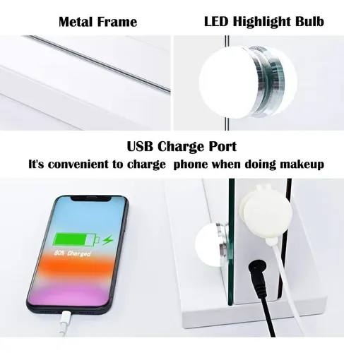 Espejo De Tocador Lifthome Para Maquillaje Con Luces, Aument
