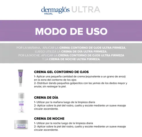 Kit Facial Dermaglós Ultra Firmeza Crema Dia Noche Ojos