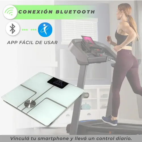 Balanza Digital Baño Inteligente Bluetooth Personal Grasa Corporal Color Blanco