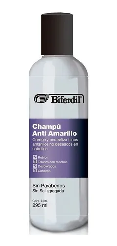 Biferdil Shampoo Anti Amarillo Corrige Tono Cabello Tratados