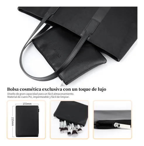 Set De 15 Brochas Negras 100% Para Maquillaje Negro