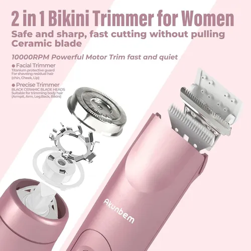 2 In 1 Electric Shaver For Women Bikini Trimmer Painless Wat