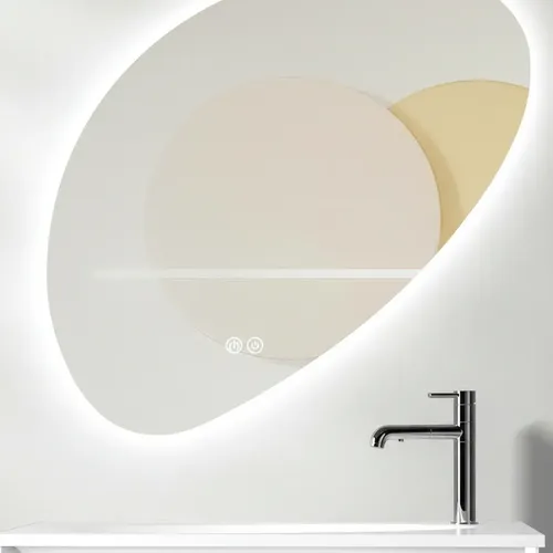 Espejo Led Irregular Diagonal Para Baño Boton Tactil y Antiempañe Gloa