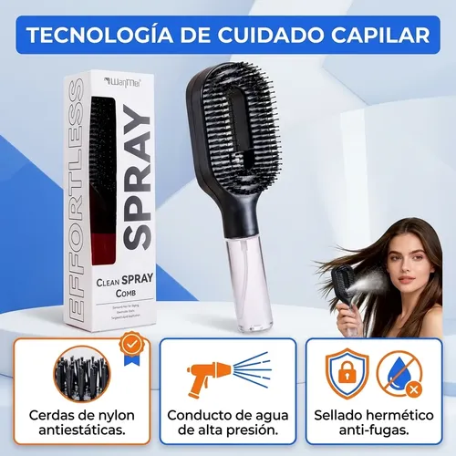 Cepillo Desenredante Spray 2 En 1 Antifrizz Hidratacion