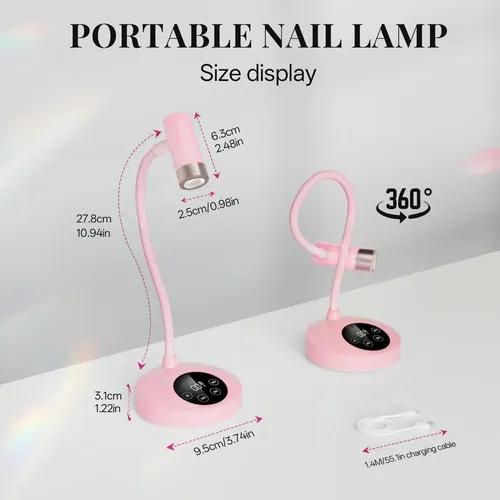 Lámpara Uv Led Para Uñas Krofaue 12w Recargable Con Sensor
