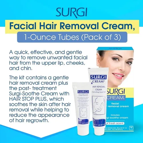 Crema Depilatoria Facial Surgi Wax 3 Tubos 28g Aloe Vera