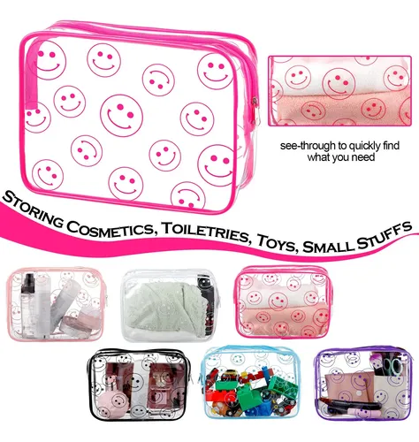 Bolsas De Maquillaje Cunno, 6 Unidades, Preppy Boho Smile Fa