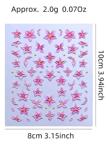 Sticker Uñas 5d Flores Cinco Pétalos 1 Lámina