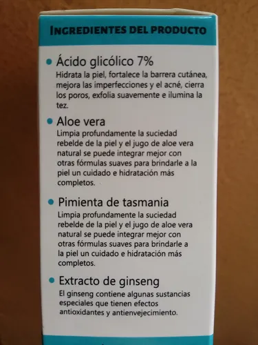 /2 Pcs Tónico Facial Ácido Glicólico 7 Exfoliante 100ml/.