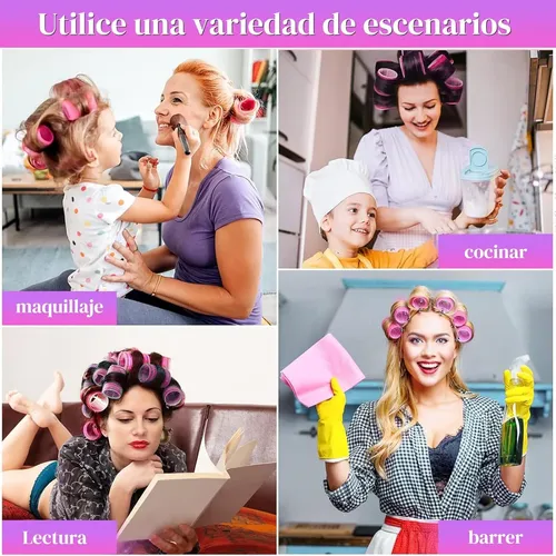 Tubos Para Rizado Cabello 33pcs Sin Calor Rosa03